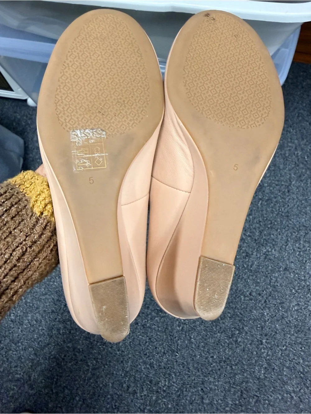 Tory Burch Blush Pink Logo Round-Toe Ballet Flats